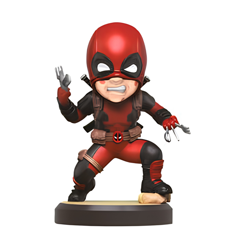 Detalle de los acabados y accesorios de la figura Deadpool Hero Box