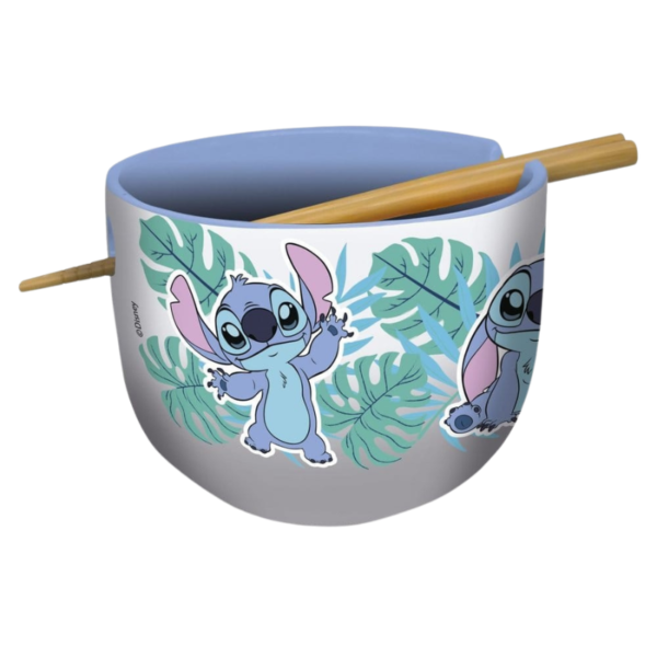 Bol para ramen Stitch edición hojas tropicales con palillos