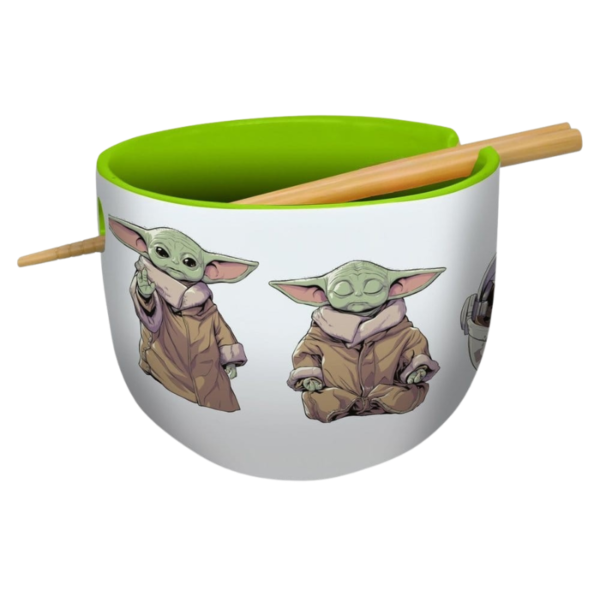 Bol para ramen de cerámica Grogu Star Wars con palillos, 500 ml