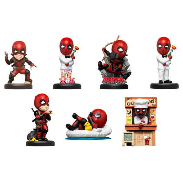 Figuras sorpresa Deadpool coleccionables de la línea Hero Box de Beast Kingdom en pose cómica