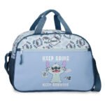 Bolsa de viaje Stitch Disney Keep Going en color azul con asas y correa ajustable