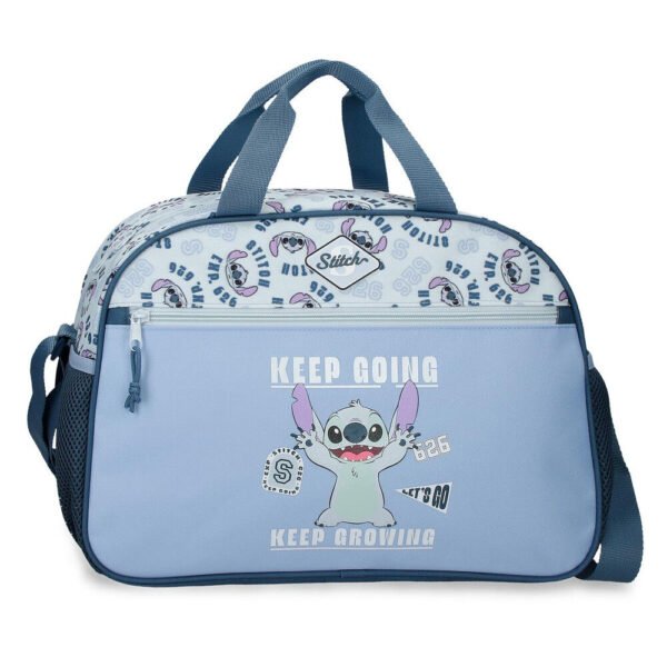 Bolsa de viaje Stitch Disney Keep Going en color azul con asas y correa ajustable