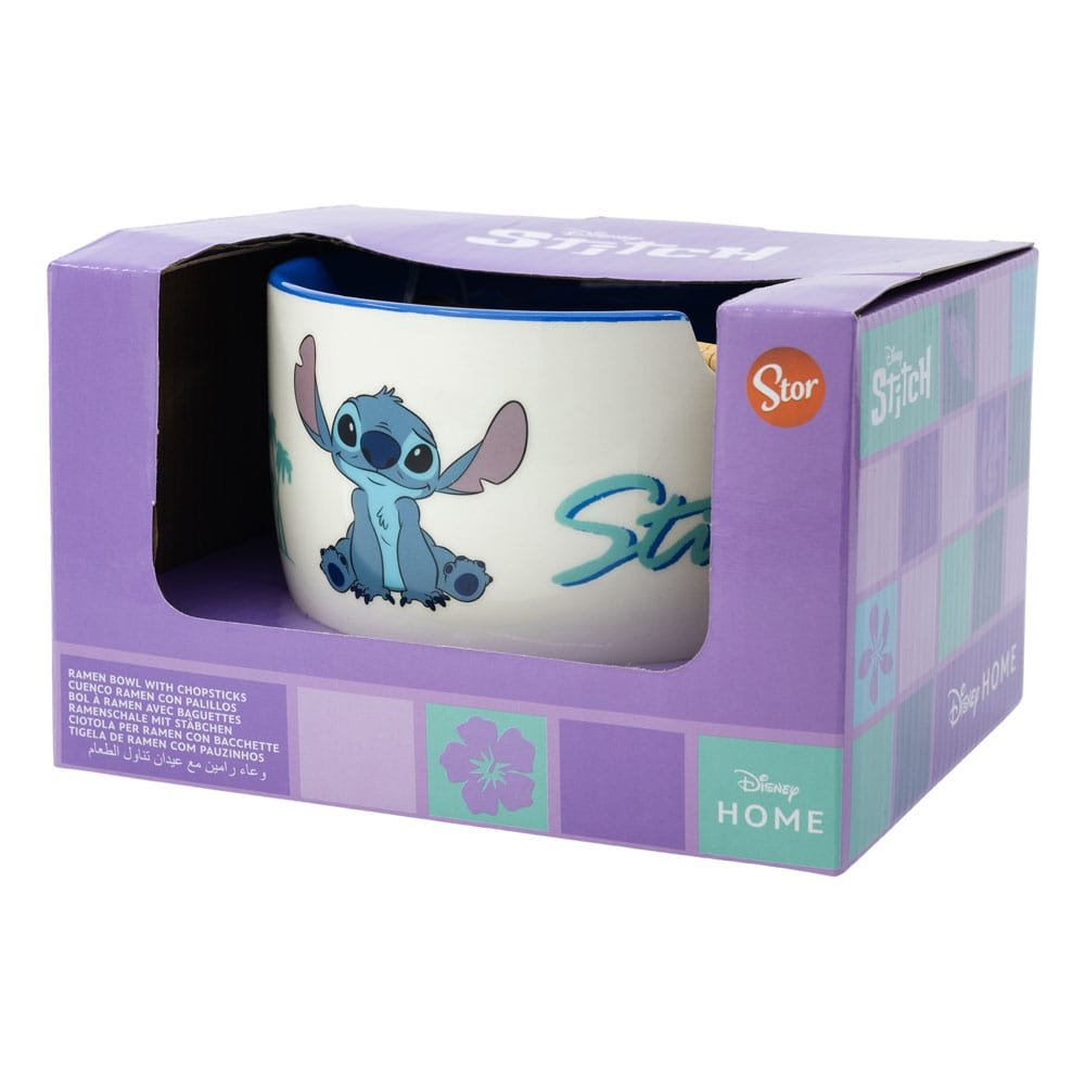 Bol para ramen Stitch Disney junto a su caja de presentación