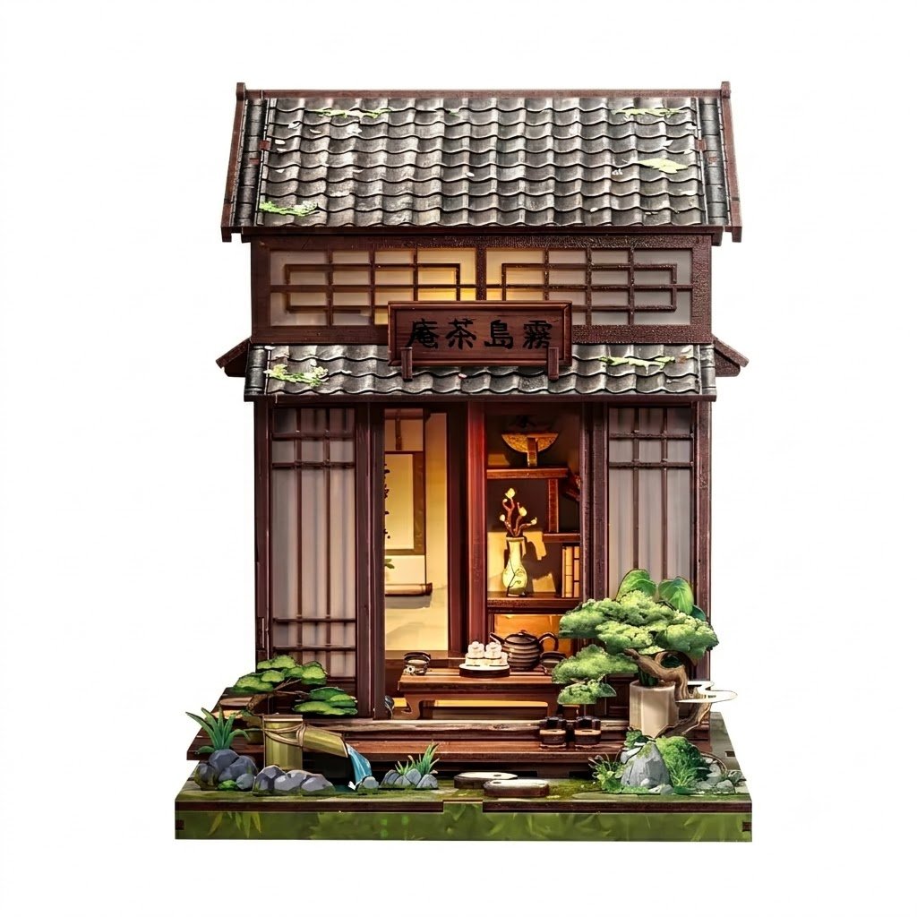Book Nook DIY Casita de Té Japonesa encendido con luz LED entre libros
