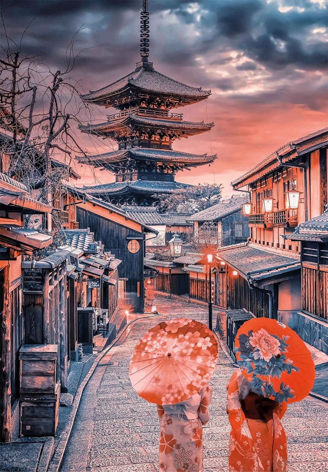 Detalle de las piezas del puzzle Atardecer en Kyoto de Clementoni