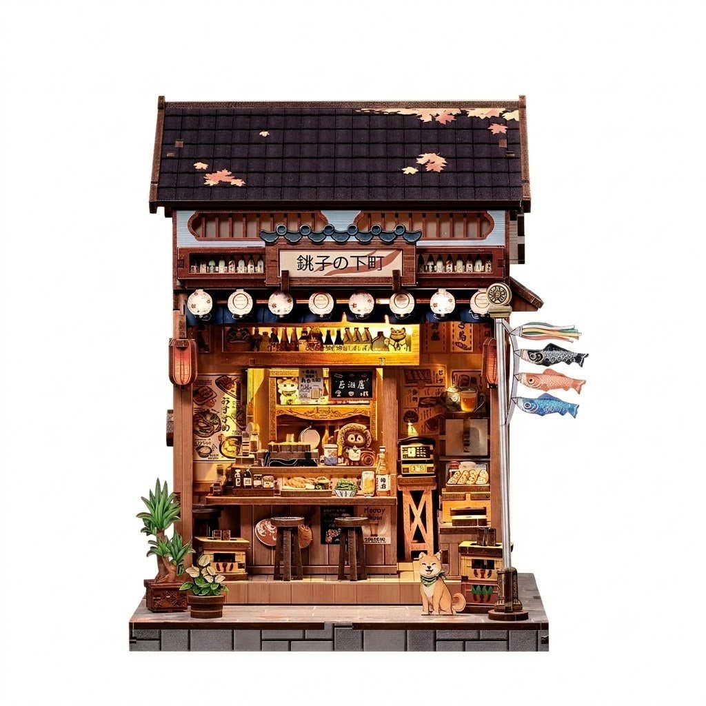Book Nook DIY Taberna Japonesa Izakaya con iluminación LED entre libros