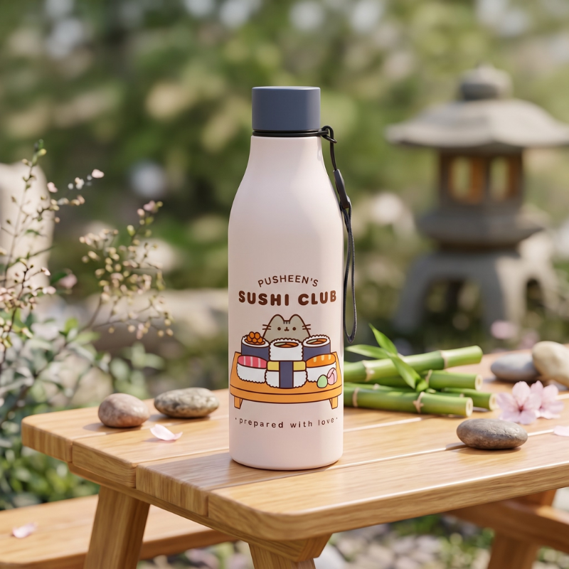Botella térmica Pusheen Sushi Club de acero inoxidable con tapón de rosca