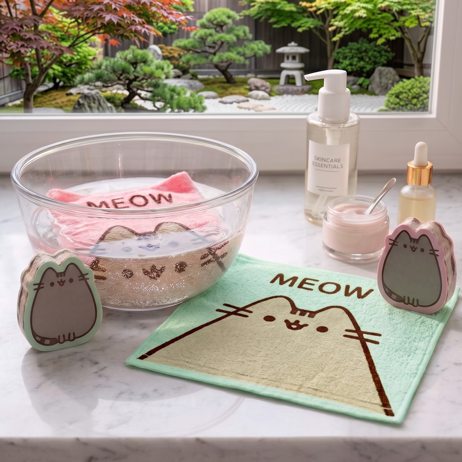 Toalla comprimida Pusheen en su formato compacto antes de expandirse