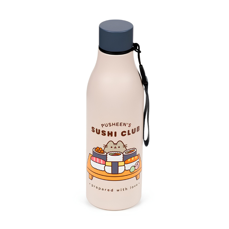 Botella térmica Pusheen Sushi Club 500ml, vista frontal del estampado