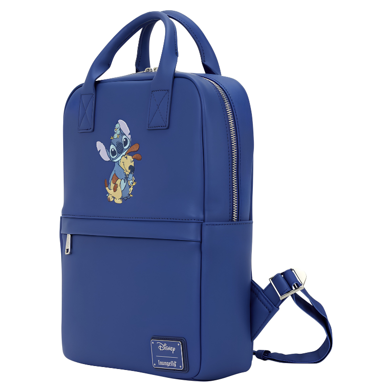 Mochila Midi Stitch Loungefly vista lateral con correas ajustables