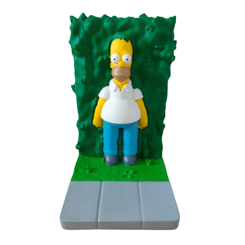 Sujetalibros Los Simpson con libros colocados entre las dos piezas