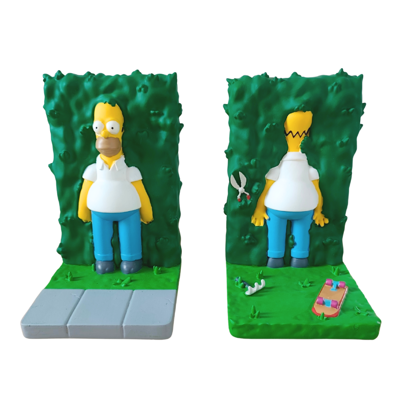 Sujetalibros Homer Simpson Seto, set de 2 piezas de resina pintada a mano