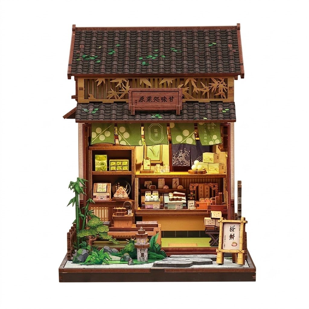 Book Nook DIY Tienda de Dulces Japoneses con luz LED encendida