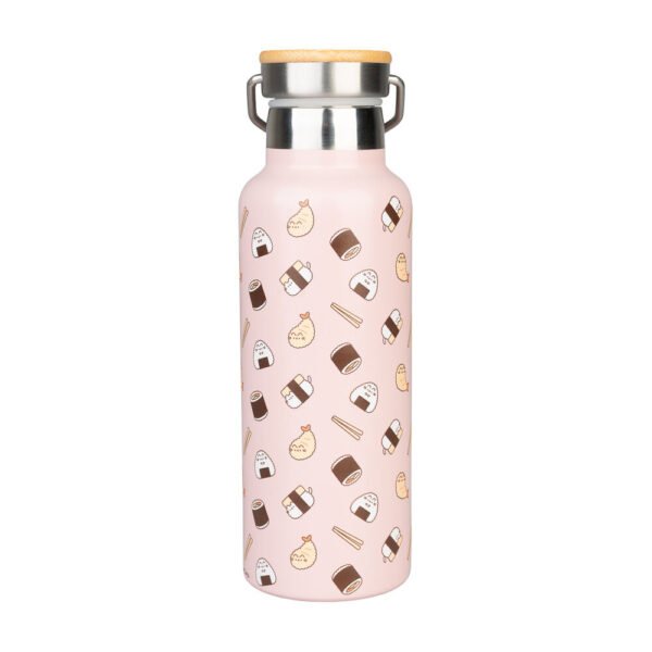 Botella pusheen sushi metálica de 500 ml con diseño de Pusheen comiendo sushi