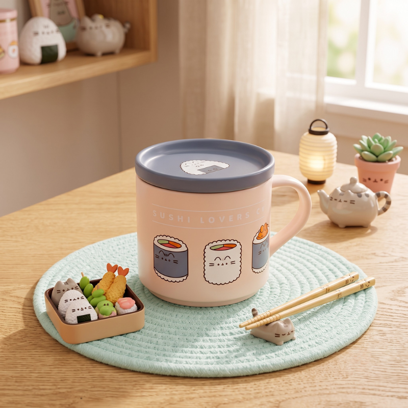Taza con Posavasos Pusheen Sushi 420ml