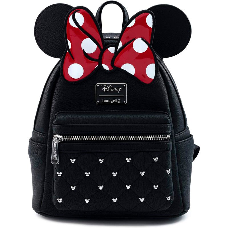 Mochila Minnie Loungefly negra con lazo clasico y bolsillo frontal acolchado