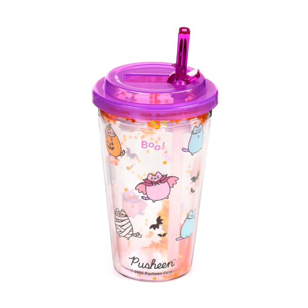 Vaso con Tapa y Pajita Pusheen Halloween 500ml