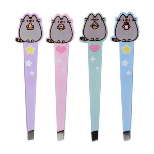 Pinzas de depilar Pusheen con diseño kawaii de la gatita gris