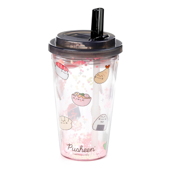 Vaso con Tapa y Pajita Pusheen Sushi Club 500ml