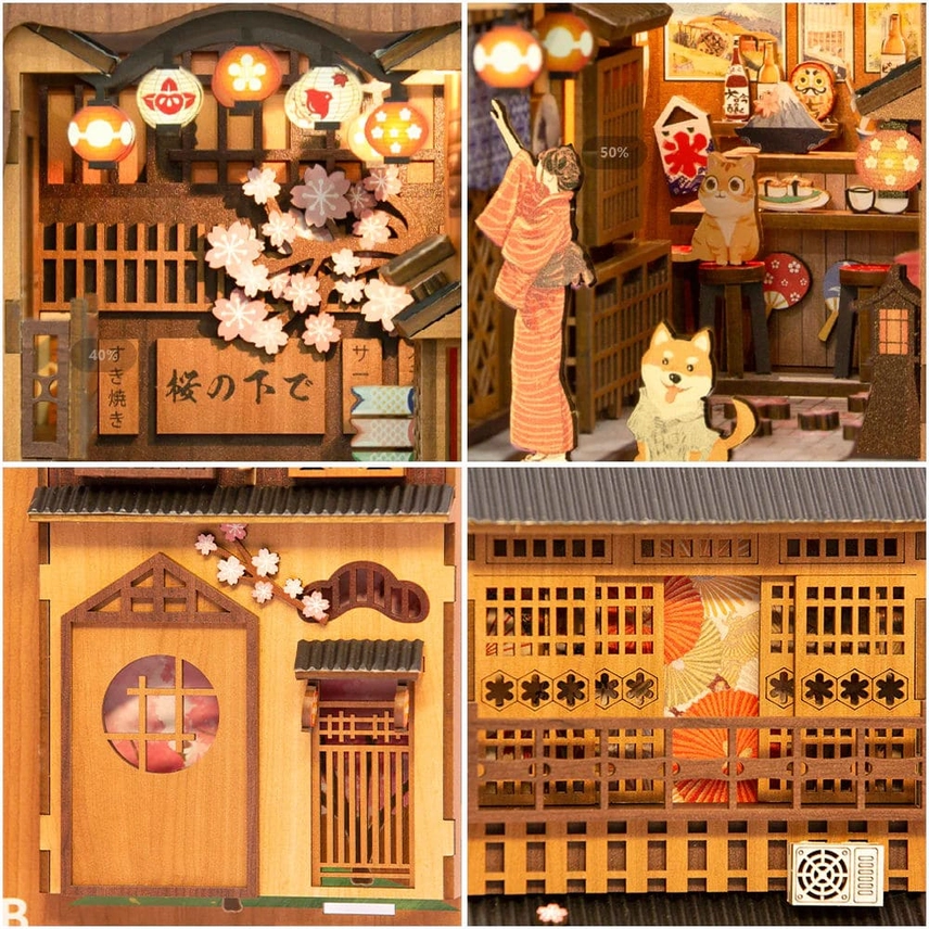 Piezas de madera precortadas del kit Book Nook Sakura