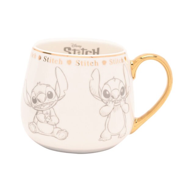 Taza Stitch dorada de porcelana estilo boceto de Disney