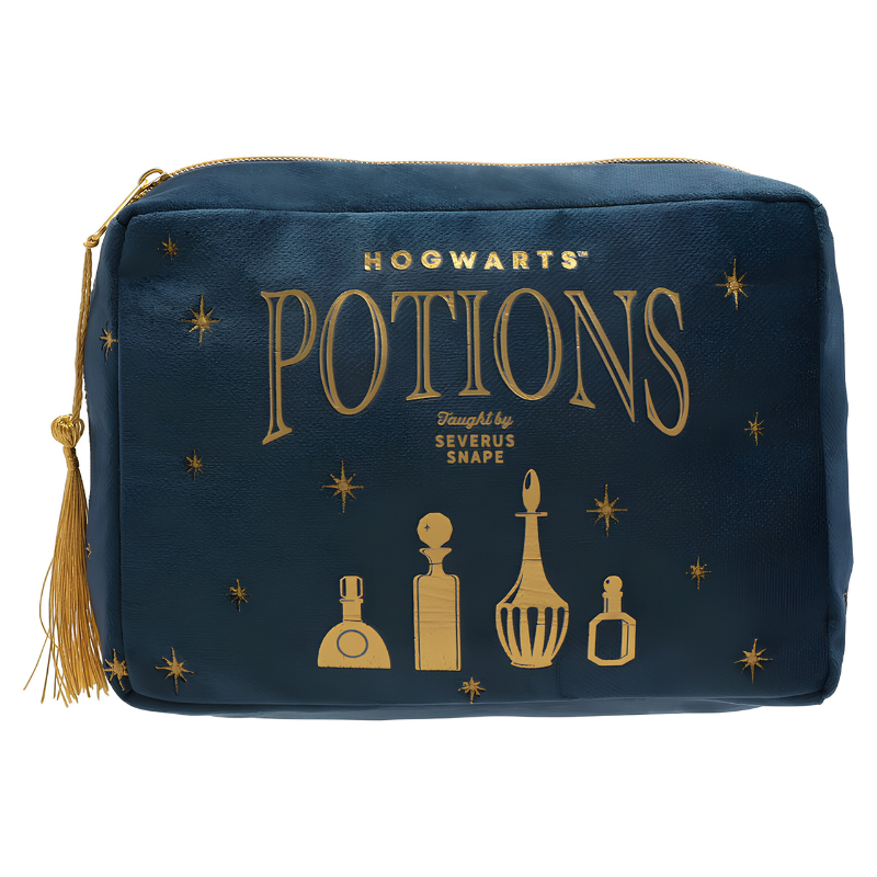 Neceser de terciopelo azul Pociones Harry Potter con bordados dorados